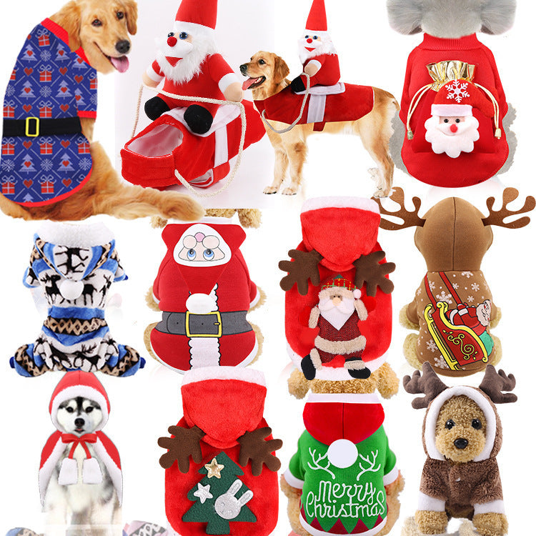 Wholesale Small, Medium and Large Dogs Pet Christmas Cotton Funny Autumn and Winter Clothes